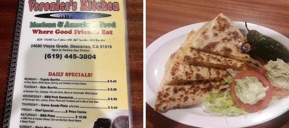 Veronica's Kitchen Menu